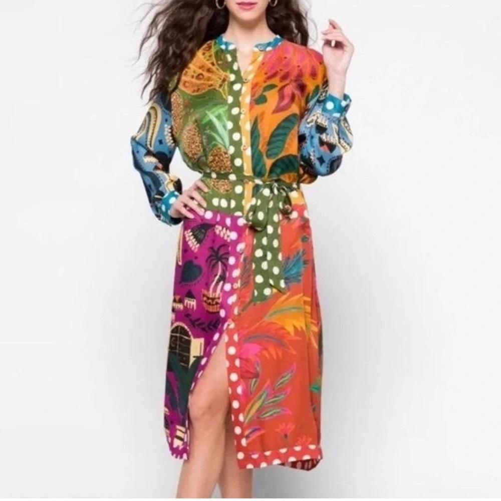 FARM Rio Colorful Jungle Print Long Sleeve Dress - Picture 15 of 15